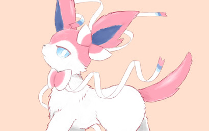 ambiguous_feral ambiguous_gender black_nose blue_body blue_fur blue_sclera eyelashes feral fur looking_at_viewer multicolored_body multicolored_fur pink_background pink_body pink_fur pink_tail pointy_ears pupils quadruped ribbons_(anatomy) side_view simple_background snout solo tail walking white_pupils sanchimpo nintendo pokemon eeveelution generation_6_pokemon pokemon_(species) sylveon 16:10 2022 absurd_res digital_drawing_(artwork) digital_media_(artwork) hi_res widescreen