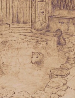 bathing detailed_background feral solo steam towel towel_on_head water nejumipro mammal murid murine rat rodent 2015