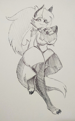 anthro big_breasts big_butt bottomwear breasts butt cellphone clothing collar electronics female fingerless_globes fur hair leggings legwear navel phone solo spiked_collar spikes thick_thighs topwear pikapika212 hellaverse helluva_boss mythology loona_(helluva_boss) canid canid_demon canine demon hellhound mammal mythological_canine mythological_creature 2024 absurd_res hi_res monochrome sketch traditional_media_(artwork)