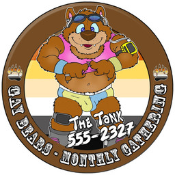 anthro armband bear_colors bear_pride_colors bear_pride_flag biped black_text blue_eyes blue_sclera briefs brown_nose bulge claws clothing detailed_bulge eyewear glasses male male_anthro open_mouth pantsless_anthro pantsless_male pink_clothing pink_shirt pink_tank_top pink_topwear ring shirt simple_background smile solo tank_top tank_top_lift teeth_showing text topwear underwear white_background white_text yellow_briefs yellow_clothing yellow_underwear brucebadger ernest_(brucebadger) bear mammal english_text
