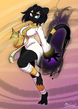 3_toes accessory anthro big_breasts big_butt black_body black_claws black_fur black_hair blue_eyes breasts butt claws clothed clothed_anthro clothed_female clothing feet female female_anthro frown fur furgonomics hair heterochromia jewelry magic pose pupils ring robe shadow solo tail tail_accessory tail_jewelry tail_ring tail_wraps thick_thighs toe_claws toes white_clothing white_pupils white_robe wraps yellow_clothing yellow_robe miso_souperstar moonlight_(miso_souperstar) domestic_cat felid feline felis mammal 2025 absurd_res digital_media_(artwork) hi_res