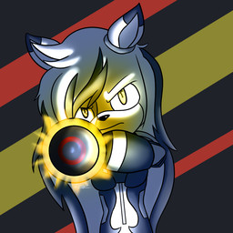 aiming_at_viewer aiming_gun amber_eyes anthro arm_cannon black_body black_hair breasts featureless_breasts female hair long_hair machine markings multicolored_hair nude pointy_ears ranged_weapon solo two_tone_hair weapon weapon_arm white_hair white_markings zboys thetis_(bonjolasermaster) android robot
