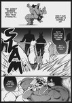 anthro asphyxiation bandage biceps chokehold dialogue fight fighting_ring group gynomorph hair intersex male muscular muscular_intersex shadow silhouette smoking suplex text vain peculiart ruth_(peculiart) lagomorph leporid mammal rabbit comic english_text hi_res monochrome