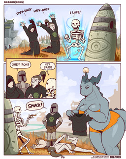 3_panel_comic anthro big_breasts big_butt black_clothing black_robe bone breasts butt castle clothed clothing dialogue evergreen_tree female grey_body grey_scales group horn humor landscape male necromancy pale_skin pine_tree plant robe scales size_difference skeleton skimpy speech_bubble talking_to_another text topwear tree colarix bethesda_game_studios microsoft mythology skyrim the_elder_scrolls brad_(dragon(born)) milfnir dragon elf human humanoid mammal mythological_creature mythological_scalie scalie absurd_res comic digital_drawing_(artwork) digital_media_(artwork) english_text hi_res signature