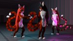 ambiguous_gender anthro female fur grey_body grey_fur group kurokuri male playful purple_light red_body red_fur standing tail trio arumi ryuukei8569 lirvinx ryuukei felid feline mammal 16:9 3d_(artwork) 4k absurd_res digital_media_(artwork) hi_res widescreen