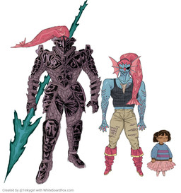 ambiguous_gender armor bottomwear clothing dancewear ear_fins fin group headgear helmet melee_weapon polearm pseudo_hair simple_background skirt spear text trio tutu weapon white_background 1inkygirl undertale undertale_(series) frisk_(undertale) undyne animal_humanoid aquatic aquatic_humanoid fish fish_humanoid human humanoid mammal digital_media_(artwork) english_text hi_res url whiteboard_fox_(artwork)