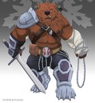 abs anthro bandage male melee_weapon muscular muscular_anthro muscular_male nipples pecs scar solo sword weapon narram lustful_desires ursadin_mercenary_(lustful_desires) bear mammal ursadin_(lustful_desires) absurd_res hi_res