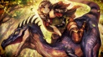 ambiguous_gender belt boots braided_hair cape clothed clothing detailed_background dinosaur dragon's_crown elf female feral forest gloves hair leaves orange_eyes raptor riding scalie theropod thigh_high_boots tree white_hair
Rating: Safe
Score: 8
User: SexyTea
Date: February 24, 2014