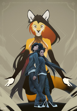 anthro book female group latex male male/female trio conditional_dnp royz alyx_(latex) canid canine canis domestic_cat felid feline felis human lynx mammal wolf 2025 cover hi_res