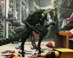 anthro beer_bottle bodily_fluids bottle container food genital_fluids genitals group long_penis male muscular penis standing outofnecessity capcom resident_evil arthropod kobold licker_(resident_evil) novistador regenerator_(resident_evil) scalie 3d_(artwork) digital_media_(artwork) hi_res