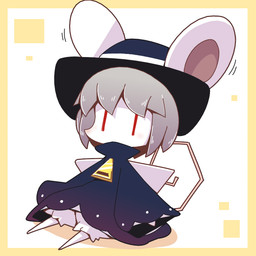 anthro biped border chibi clothed clothed_anthro clothing featureless_legs fully_clothed fully_clothed_anthro hat headgear headwear pantaloons red_eyes robe simple_background sitting solo tail thin_tail three-quarter_view white_background witch_hat yellow_border crepix mammal mouse murid murine rodent 1:1 2021 cel_shading digital_drawing_(artwork) digital_media_(artwork) shaded