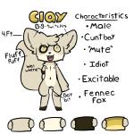 amputee andromorph anthro disability intersex missing_arm profanity short simple_background solo text white_background piebunny clay_(piebunny) canid canine fennec_fox fox mammal true_fox 1:1 english_text model_sheet