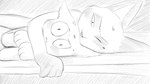 16:9 animal_crossing anthro assertive_anthro assertive_female biped blush bodily_fluids domestic_cat dominant dominant_anthro dominant_female dragonweirdo duo eyes_closed felid feline felis female fitting_room fur hi_res lying male mammal marshal_(animal_crossing) monochrome nintendo nude olivia_(animal_crossing) on_side open_mouth questionable_consent rodent sciurid sweat sweatdrop tree_squirrel widescreen
