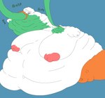 anthro belly big_belly big_breasts big_butt blobby breasts butt chubby_cheeks fat_arms feathers female fun_paste green_slime gulp_(sound_effect) huge_belly huge_breasts huge_butt huge_thighs hyper hyper_belly hyper_breasts hyper_butt hyper_thighs messy_eater morbidly_obese nipples nude obese orange_legs overweight pink_nipples solo swallowing text thick_thighs tube_in_mouth weight_gain white_body white_feathers skeletaleagle16 disney daisy_duck anatid anseriform avian bird duck hi_res