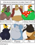 anthro balls_outline belly big_belly big_butt biped black_clothing blonde_hair brown_body brown_fur bubble_butt bulge butt clothed clothing detailed_bulge fur genital_outline green_body group hair huge_butt hyper hyper_butt male moobs one_leg_up overweight overweight_anthro overweight_male plant raised_leg suit text thick_thighs topless yellow_body megacoolbear_(artist) a_hat_in_time animaniacs cartoon_network dreamworks guardians_of_the_galaxy kung_fu_panda mario_bros marvel megas_xlr nintendo six_fanarts_challenge warner_brothers flavio harold_cooplowski master_po_ping petey_piranha rocket_raccoon the_conductor_(ahit) bear common_hippopotamus elemental_creature flora_fauna giant_panda hippopotamid human mammal piranha_plant procyonid raccoon english_text hi_res meme