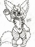 anthro big_ears clothing cute_fangs fangs fluffy fluffy_chest freckles legwear male solo teeth thick_thighs thigh_highs coelhoposa_(artist) romeo_(coelhoposa) canid canine fennec_fox fox hybrid lagomorph leporid mammal rabbit true_fox absurd_res hi_res traditional_media_(artwork)