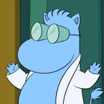 anthro belly big_head blue_body clothed clothing coat detailed_background eyewear glasses lab_coat male open_clothing open_shirt open_topwear parody partially_clothed shirt slightly_chubby solo tail tail_tuft topwear tuft lonbluewolf comedy_central futurama the_moomins hubert_j._farnsworth lonbluewolf_(character) mammal moomin snork_(moomin) 1:1 crossover half-length_portrait portrait reaction_image