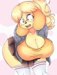 anthro big_breasts big_butt blonde_hair blush braces breasts butt clothing eyewear female female_anthro freckled_breasts freckles glasses hair nerd nervous pose round_glasses solo teeth thick_thighs wearing_glasses dvalinarts animal_crossing nintendo isabelle_(animal_crossing) canid canine canis domestic_dog mammal absurd_res digital_drawing_(artwork) digital_media_(artwork) hi_res pinup portrait three-quarter_portrait