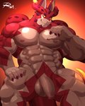 4_fingers abs anthro balls biceps claws deltoids fingers genitals humanoid_genitalia humanoid_penis male muscular muscular_anthro muscular_male nipples nude pecs penis quads red_body solo tail yellow_sclera reclamon lifewonders mythology tokyo_afterschool_summoners cthugha_(tas) dragon mythological_creature mythological_scalie scalie 4:5 hi_res