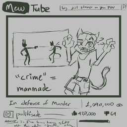 anthro clothed clothing confusion fur humor looking_at_viewer male mottled open_mouth piebald screen screencap simple_background solo text topwear website_logo lost_andsafe halcyon_(series) palisade_(halcyon) calico_cat domestic_cat felid feline felis mammal 1:1 digital_media_(artwork) english_text hi_res monochrome