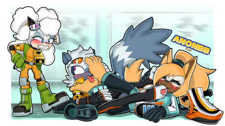 5_toes anthro barefoot between_toes blush clothed clothing feet female female/female female_anthro foot_fetish foot_focus foot_lick foot_on_face group humanoid_feet licking mutual_foot_worship plantigrade toes tongue tongue_between_toes tongue_out trio white_body anonbb idw_publishing sega sonic_the_hedgehog_(comics) sonic_the_hedgehog_(idw) sonic_the_hedgehog_(series) lanolin_the_sheep_(sonic) tangle_the_lemur whisper_the_wolf bovid canid canine canis caprine lemur mammal primate ring-tailed_lemur sheep strepsirrhine wolf 16:9 hi_res widescreen