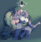 anthro duo male muscular muscular_male nipples pecs paragon grux rampage_(paragon) mammal rhinoceros hi_res