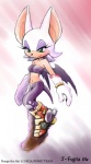 anthro boots bottomwear breasts cleavage clothed clothing female footwear gloves green_eyes hair half-closed_eyes handwear membrane_(anatomy) membranous_wings midriff narrowed_eyes navel pants shoes solo tail white_clothing white_hair wings j-fujita sega sonic_the_hedgehog_(series) rouge_the_bat bat mammal 2006