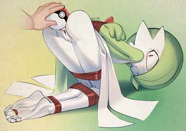 all_fours ambiguous_gender ambiguous_human anal_fluids anthro arms_tied bdsm bodily_fluids bondage bound disembodied_hand duo faceless_ambiguous faceless_character faceless_human feet female female/ambiguous female_humanoid genitals green_hair hair hands_behind_back human_on_humanoid interspecies legs_tied pokeball pokeball_in_ass pokephilia rear_view restrained ribbon_bondage ribbons solo_focus standard_pokeball toe_restraints toes toes_tied vulva white_body white_skin white_vulva xu53r nintendo pokemon gardevoir generation_3_pokemon human humanoid mammal pokemon_(species) 2026 signature