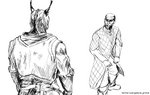 anthro armor belt boots clothing cuirass duo footwear fur gauntlets gloves handwear humor leather_suit male male/male shoes text general_proton bethesda_game_studios microsoft skyrim the_elder_scrolls dovahkiin nazeem_(skyrim) felid human humanoid khajiit mammal redguard absurd_res digital_drawing_(artwork) digital_media_(artwork) hi_res meme url watermark