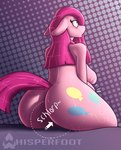 anthro anthrofied big_butt blush bodily_fluids breasts butt cutie_mark directional_arrow dotted_background dotted_line dotted_outline female hair inflation long_hair nude onomatopoeia pattern_background shlorp simple_background solo sound_effects sweat text conditional_dnp whisperfoot friendship_is_magic hasbro my_little_pony pinkamena_(mlp) pinkie_pie_(mlp) earth_pony equid equine horse mammal pony 2017 digital_media_(artwork) hi_res shaded