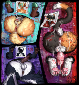 anthro anus balls blush bodily_fluids body_writing butt chastity_cage chastity_device compliment cum cum_covered cum_inside cum_on_butt cum_on_penis degradation fluffy fluffy_tail foreskin genital_fluids genitals graffiti group heart_symbol helpless hooves humanoid_genitalia humanoid_penis leaking_cum lock male male/male messy motion_blur motion_lines paws penis photo public_use stuckage stylized_chastity_cage tail tally_marks through_wall trio tr.anonymous.h hunter_(hhdrawer) stephen_wintre calico_cat deer domestic_cat felid feline felis mammal mephitid skunk absurd_res hi_res