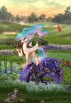 ball bridge detailed_background female feral flag flag_(object) golf golf_ball golf_club golf_club_in_mouth golf_course grass group holding_ball holding_golf_ball holding_object horn mouth_hold object_in_mouth outside plant sport swamp trio water wings harwick friendship_is_magic hasbro my_little_pony mythology princess_celestia_(mlp) princess_luna_(mlp) equid equine mammal mythological_creature mythological_equine winged_unicorn absurd_res hi_res