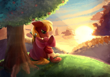 accessory apple blonde_hair bow_(feature) bow_accessory bow_ribbon centered_hair_bow cloud daww detailed_background duo female feral food fruit fur grass green_eyes hair hair_accessory hair_bow hair_ribbon landscape male nature outside plant red_body red_fur ribbons sky sun tree yellow_body yellow_fur scootiebloom friendship_is_magic hasbro my_little_pony apple_bloom_(mlp) big_macintosh_(mlp) earth_pony equid equine horse mammal pony 2015 hi_res brother_(lore) brother_and_sister_(lore) sibling_(lore) sister_(lore)