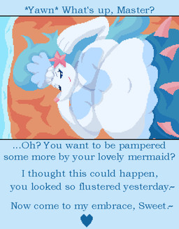 anthro belly big_belly big_breasts breasts female hair long_hair looking_at_viewer obese obese_female overweight overweight_female solo split_form text drarky nintendo pokemon aquatic generation_7_pokemon merfolk pokemon_(species) primarina absurd_res digital_media_(artwork) english_text hi_res pixel_(artwork)
