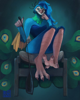 anthro avian_feet bdsm blue_body blue_feathers dominant feathers feet femboy food foot_fetish green_background green_body green_feathers green_tail male meat paws simple_background soft_dom solo stack tail white_body white_face white_feathers wide_hips yellow_body yellow_feathers whitebaloo avian bird galliform peafowl phasianid full-length_portrait hi_res portrait