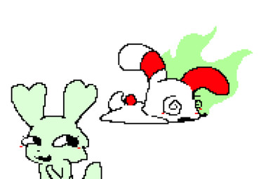 ambiguous_anthro ambiguous_gender anthro blush cheek_tuft facial_tuft fart fart_cloud fart_fetish fumbunk green_body green_ears green_fart_cloud long_ears lying on_front red_body red_ears red_tail scut_tail short_tail simple_background spiral spiral_eyes steaming tail tuft unconscious white_background white_body anonymous_artist garn47 peeble_(floombo) skeepy_(garn47) canid canine lagomorph leporid mammal rabbit