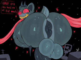 2_horns anthro anus balls big_anus big_balls big_butt big_penis butt corruption dialogue femboy fur genitals grey_body grey_fur horn huge_balls huge_butt huge_penis looking_back male nude penis puffy_anus ringed_eyes scut_tail sharp_teeth short_tail smile solo tail teeth text plushtrapboyuwu rudolph_the_red-nosed_reindeer deer mammal new_world_deer reindeer english_text hi_res