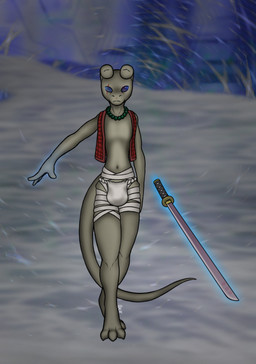 anthro asian_clothing blind clothed clothing disability east_asian_clothing fundoshi japanese_clothing jewelry looking_at_viewer male melee_weapon necklace partially_clothed pose slim solo telekinesis underwear weapon geno28 genotheyaoidragon_(artist) earthbound_(series) nintendo suzai_kazami alien gieeg mammal 2016 2017 digital_media_(artwork) hi_res signature