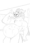 anthro anthro_pred arm_tuft belly big_belly big_breasts breast_imprints breasts canon_x_oc chest_tuft duo elbow_tuft female female_prey head_in_mouth horn imprint in_throat larger_male larger_pred male male/female male_pred multiple_prey muscular muscular_male neck_bulge open_mouth oral_vore size_difference smaller_female smaller_prey swallowing tuft vore sammy73 nintendo star_fox katt_monroe ludwig-horn felid mammal digital_media_(artwork) hi_res monochrome