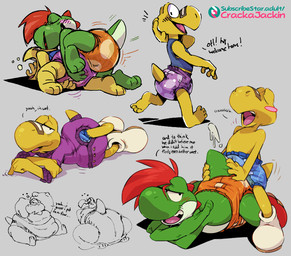 ageplay anthro biped blood blue_diaper blush bodily_fluids clothing cum cum_in_diaper dialogue diaper diaper_fetish diaper_humping duo embarrassed exclamation_point genital_fluids green_body hair infantilism male male/male nosebleed onesie open_mouth orange_diaper orgasm overweight overweight_anthro overweight_male purple_diaper purple_onesie red_hair roleplay romantic romantic_couple solo text unclean_diaper urine used_diaper wet_diaper crackajackin mario_bros mythology nintendo paper_mario paper_mario:_the_thousand_year_door koops the_great_gonzales_jr dinosaur dragon green_yoshi koopa koopa_troopa mythological_creature mythological_scalie prehistoric_species reptile scalie tortoise turtle yoshi 2023 digital_media_(artwork) english_text hi_res multiple_scenes url