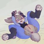 anthro anus biped blush female genitals lying open_mouth presenting pussy simple_background solo spreading white_background starman_deluxe disney zootopia judy_hopps lagomorph leporid mammal rabbit 1:1