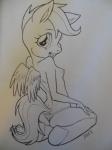 anthro anthrofied biped breasts clothed clothing female kneeling looking_at_viewer looking_back nipples panties pedophilia_temptation pose solo topless underwear wings young young_anthro bhawk friendship_is_magic hasbro my_little_pony mythology scootaloo_(mlp) equid equine mammal mythological_creature mythological_equine pegasus 2016 3:4 hi_res monochrome traditional_media_(artwork)