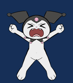 3_toes angry anthro bone butt butt_from_the_front cute_fangs fangs featureless_chest feet female flat_chested genitals hood navel nude skull solo tantrum teeth toes tongue vulva waving_arms e254e onegai_my_melody sanrio kuromi demon lagomorph leporid mammal rabbit animated hi_res loop