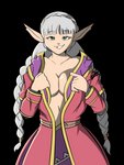 braided_hair breasts clothed clothing exposed_breasts female hair humanoid_pointy_ears not_furry pointy_ears simple_background smug solo undressing makodegenerate golden_sun sveta humanoid 3:4 alpha_channel hi_res