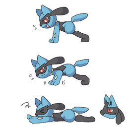 >_< ambiguous_gender anthro black_body black_fur blue_body blue_fur bodily_fluids duo exercise eyes_closed fail fur motion_lines open_mouth push-up red_eyes shaking simple_background sweat white_background momopom nintendo pokemon generation_4_pokemon lucario pokemon_(species) riolu 1:1 2020 digital_drawing_(artwork) digital_media_(artwork)
