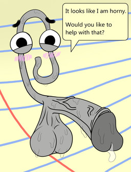 balls big_balls big_penis black_eyebrows black_eyes black_outline blush blush_lines bodily_fluids eyebrows genital_fluids genitals glans grey_balls grey_body grey_genitals grey_glans grey_penis male note_pad outline paper_clip penis precum saggy_balls solo sweat sweaty_body text urethra r0b0t microsoft microsoft_office microsoft_windows clippit animate_inanimate digital_creature 2024 absurd_res digital_drawing_(artwork) digital_media_(artwork) english_text hi_res