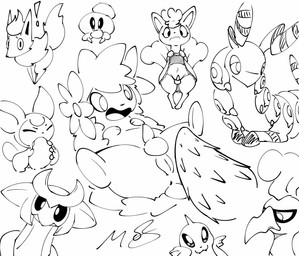 clothed clothing clothing_lift dress feral genitals herm intersex male panties penile_spines penis underwear vulva muzzzzz nintendo pokemon magnolia_(shaymin) altered_forme_giratina aquatic dugong dwebble generation_1_pokemon generation_2_pokemon generation_3_pokemon generation_4_pokemon generation_5_pokemon giratina ho-oh land_forme_shaymin legendary_pokemon mammal pokemon_(species) scolipede shaymin sirenian skitty vulpix zorua absurd_res hi_res monochrome nonbinary_(lore)