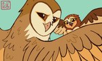 ambiguous_gender brown_body brown_eyes brown_feathers duo feathers female feral flying simple_background yellow_eyes kabuki-aku guardians_of_ga'hoole gylfie soren_(gogh) avian barn_owl bird elf_owl owl true_owl tyto tytonid 5:3 hi_res male_(lore)