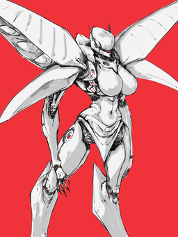 4_fingers alternate_species armor big_breasts breasts female fingers humanoidized long_legs machine mecha navel not_furry pauldron red_background simple_background solo white_body zer0.zer0 armored_core_(series) armored_core_vi:_fires_of_rubicon fromsoftware ib-01_cel_240 humanoid robot robot_humanoid 2023 3:4 hi_res portrait three-quarter_portrait