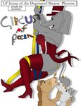 anthro bdsm circus_of_pain eating_feces feces feces_in_mouth female group male male/female scatplay text lil_house elephant elephantid equid equine horse mammal proboscidean hi_res translation_check